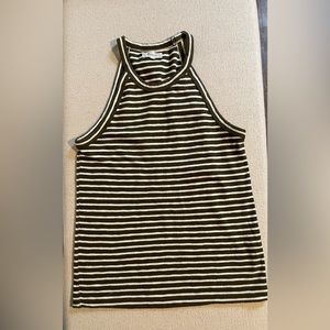 Madewell Time Off Green Stripe High Neck Tank Top Size M
